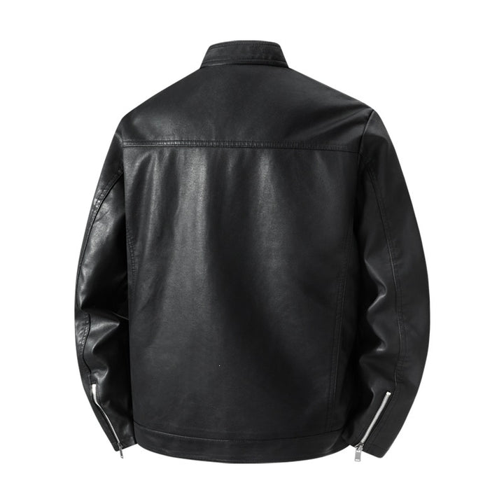 Herren Schlichte Kunstleder-Cityjacke mit Stehkragen, Zweiwege-Reißverschluss & Eingrifftaschen Echoarchiv