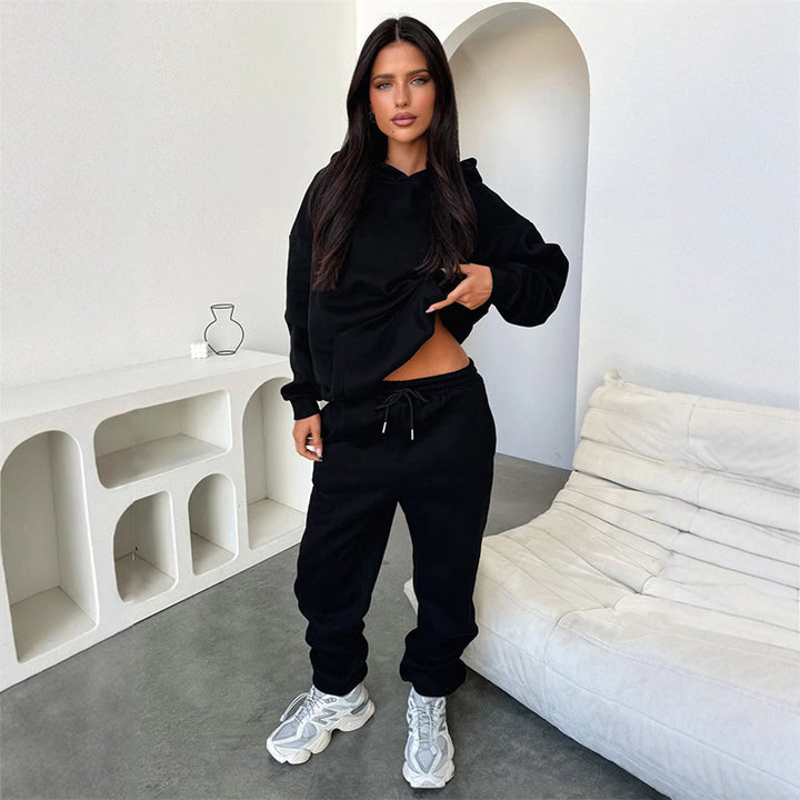Damen Bequemer Kapuzenpullover und Jogginghose Set Echo Archiv