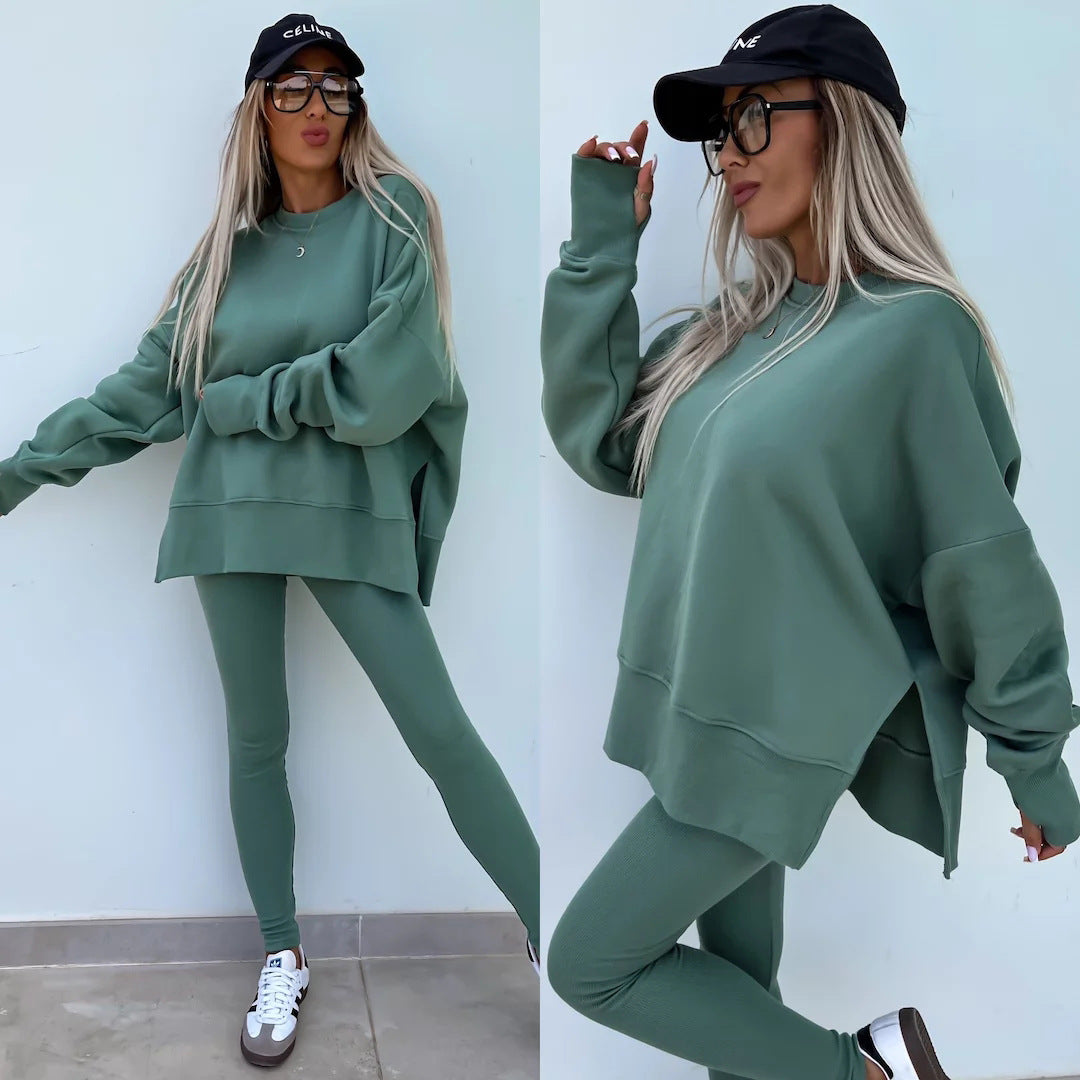 Damen nan Oversize Sweatshirt mit taillierten Rib-Leggings Set Echo Archiv