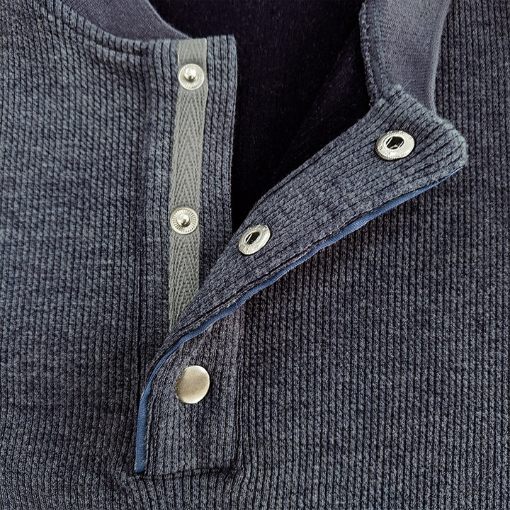 Herren Langarmshirt mit Knopfleiste und strukturiertem Design Echoarchiv