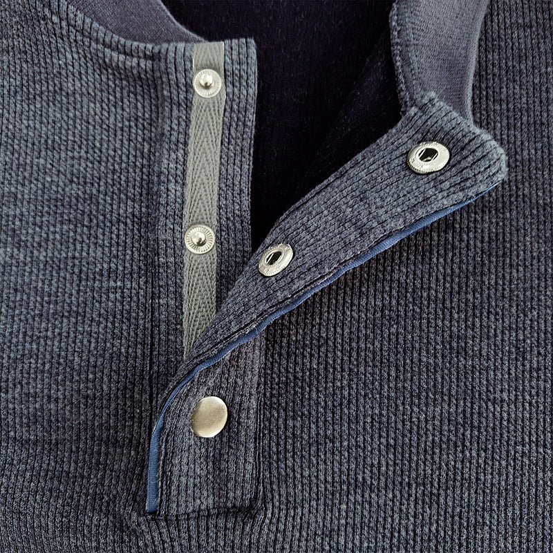 Herren Langarmshirt mit Knopfleiste im strukturierten Design Echoarchiv