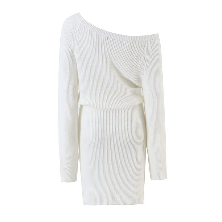 Damen Figurbetontes Rippstrick-Minikleid mit Ein-Schulter-Design und Taillenbündchen Echo Archiv