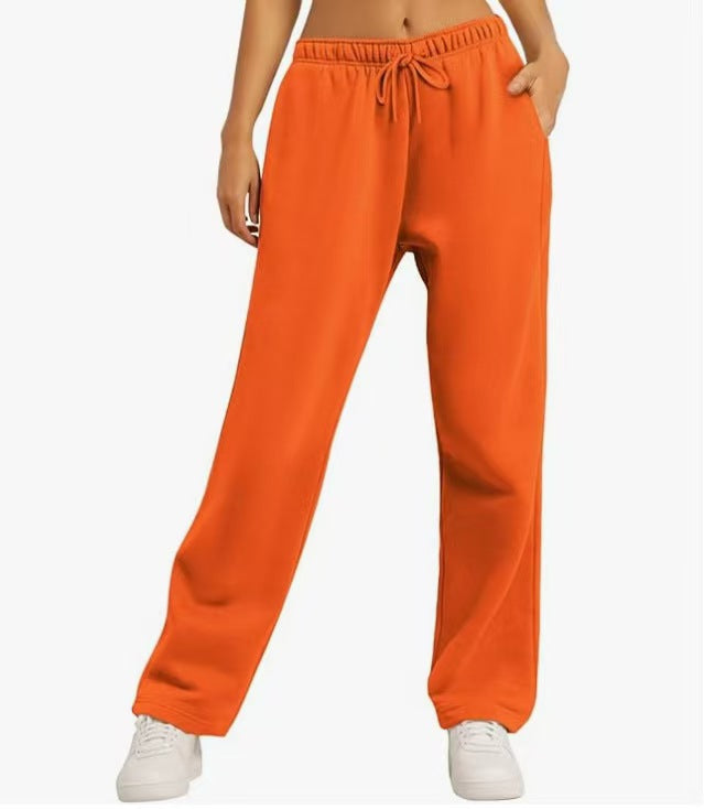 Damen Palazzo-Loungehose mit hoher Taille, elastischem Bund, Kordelzug und tiefen Seitentaschen – Avélisse