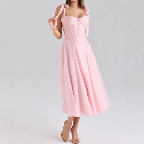 Damen Elegantes Midikleid mit schulterfreien Trägern Echo Archiv