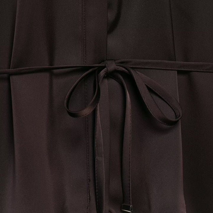 Damen Fließende Satin-Hemdbluse mit Tunnelzugtaillierung und verdeckter Knopfleiste Echoarchiv