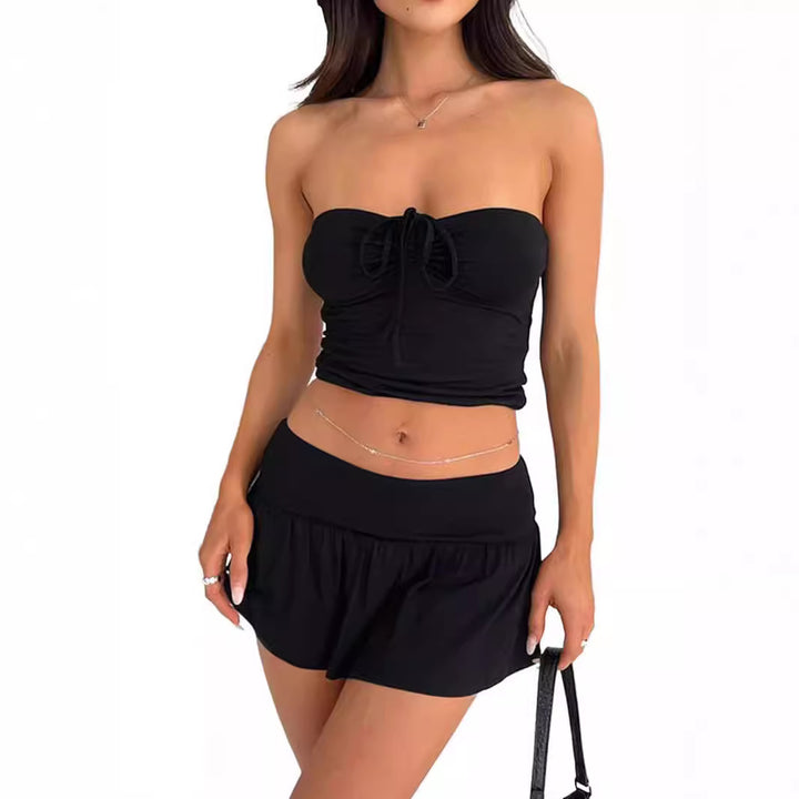 Damen Strand-Set aus leichtem Stoff mit verstellbarem Oberteil und lockerem Rock Echo Archiv