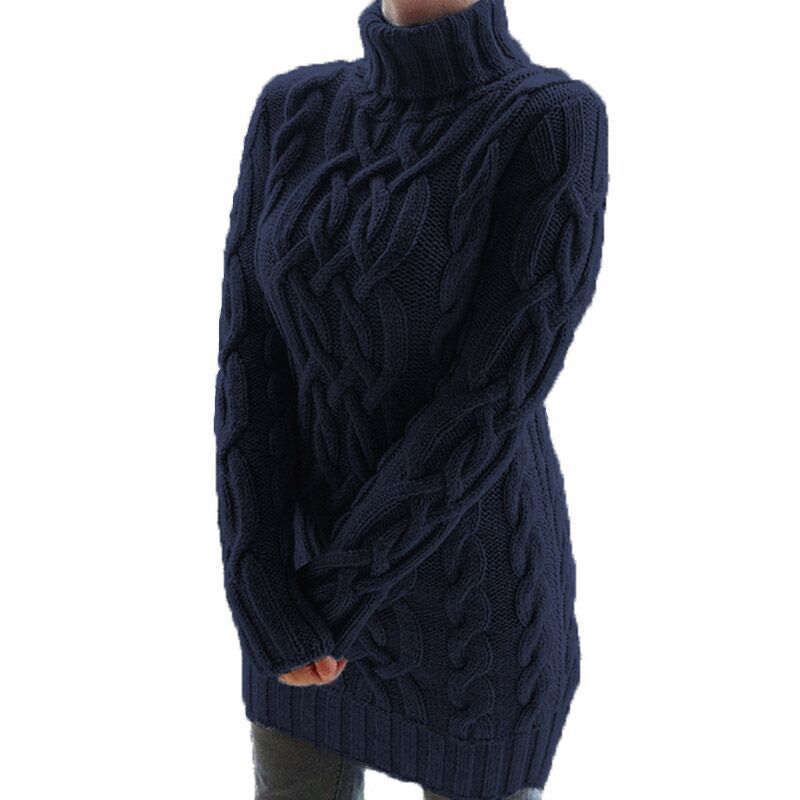 Damen Oversized Strickkleid mit markantem Zopfmuster und Rollkragen Echo Archiv