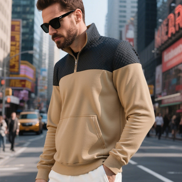 Herren modischer Sweatshirt mit hohem Kragen und zwei Taschen Echoarchiv