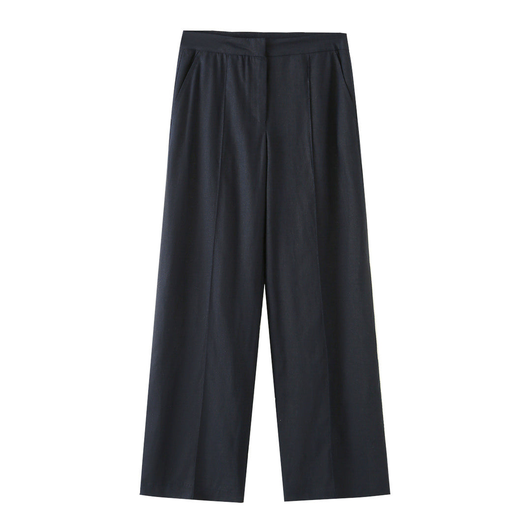 Damen Weit geschnittene Leinenhose mit Bügelfalte und hoher Taille Echo Archiv