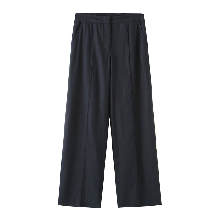 Damen Weit geschnittene Leinenhose mit Bügelfalte und hoher Taille Echo Archiv