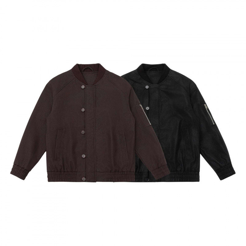 Herren Boxy-Bomberjacke mit strukturiertem Canvas‑Look, geripptem Saum und Ärmeltasche Echo Archiv
