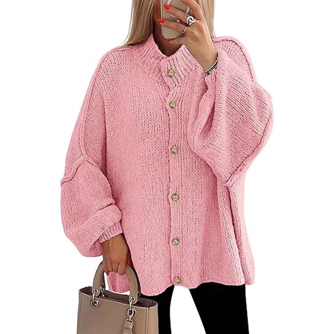 Damen oversized Strickjacke mit Knopfverschluss Echoarchiv