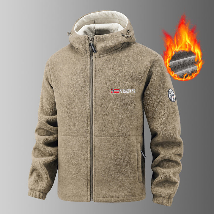 Herren Warming Fleece Hoodie Jacke mit thermischem Futter, Reißverschlusstaschen und elastischen Bündchen – Cavarno