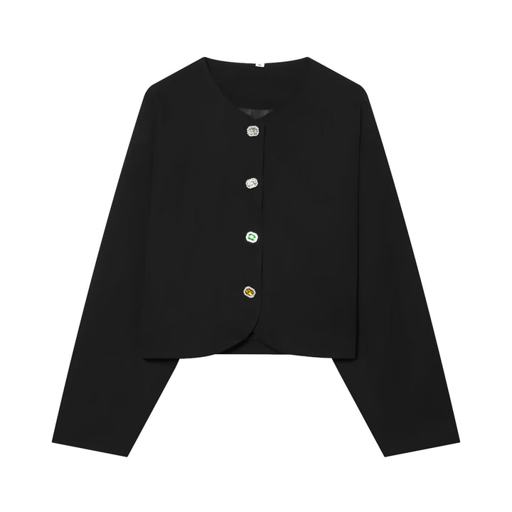 Damen Gekürzte Boxy‑Jacke mit Schmuckknöpfen und rundem Ausschnitt Echo Archiv