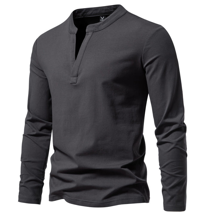 Herren nan langärmeliges Henleyshirt mit Stehkragen, tiefer V-Öffnung und schmaler Passform Echo Archiv