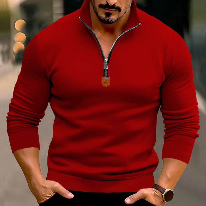 Herren eleganter Pullover mit Stehkragen und Reißverschluss Echoarchiv