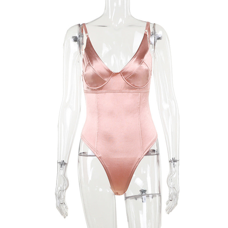 Damen Satin-Bustier-Top mit tiefem V-Ausschnitt und eleganter Passform Echo Archiv