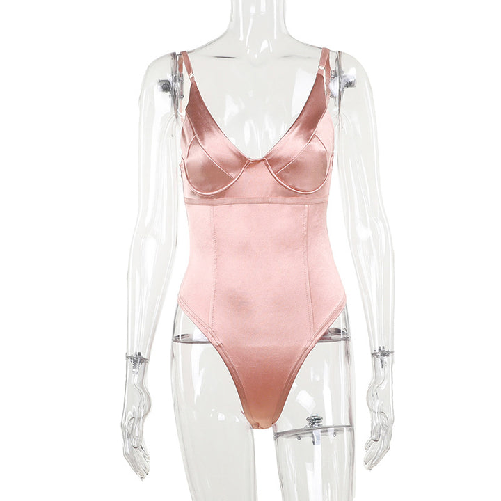 Damen Satin-Bustier-Top mit tiefem V-Ausschnitt und eleganter Passform Echo Archiv