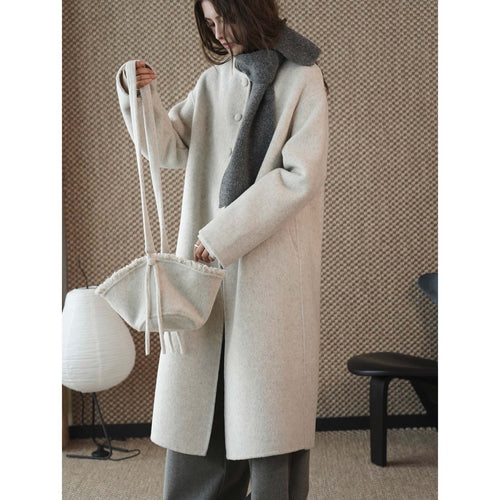 Damen Oversize Wollmix-Mantel mit verdeckter Knopfleiste und weicher Kragenpartie Echoarchiv