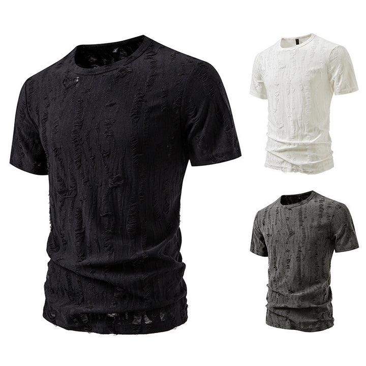 Herren lässiges T-Shirt mit strukturiertem Design und Rundhalsausschnitt Echoarchiv