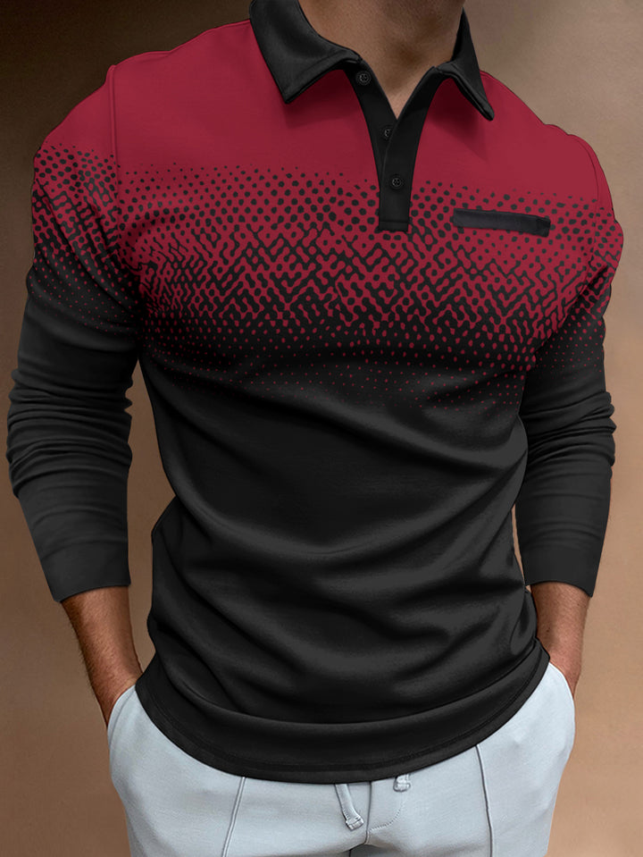 Herren Poloshirt mit einzigartigem Digitaldruck und komfortablem Langarmdesign Echoarchiv