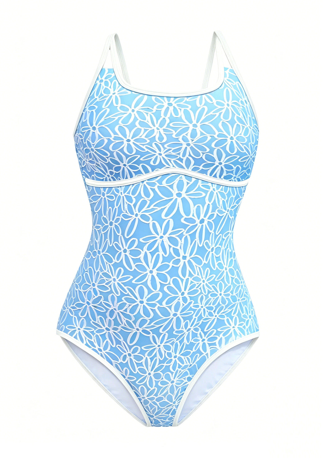 Damen Sportlicher Einteiler Badeanzug mit floralem Muster Echo Archiv