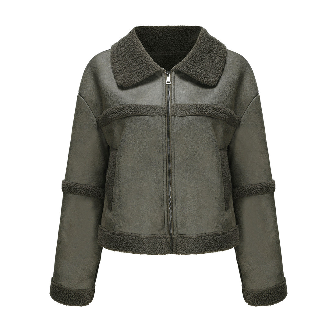 Damen nan kurze Teddyjacke im Aviator-Stil mit Reißverschluss Echo Archiv