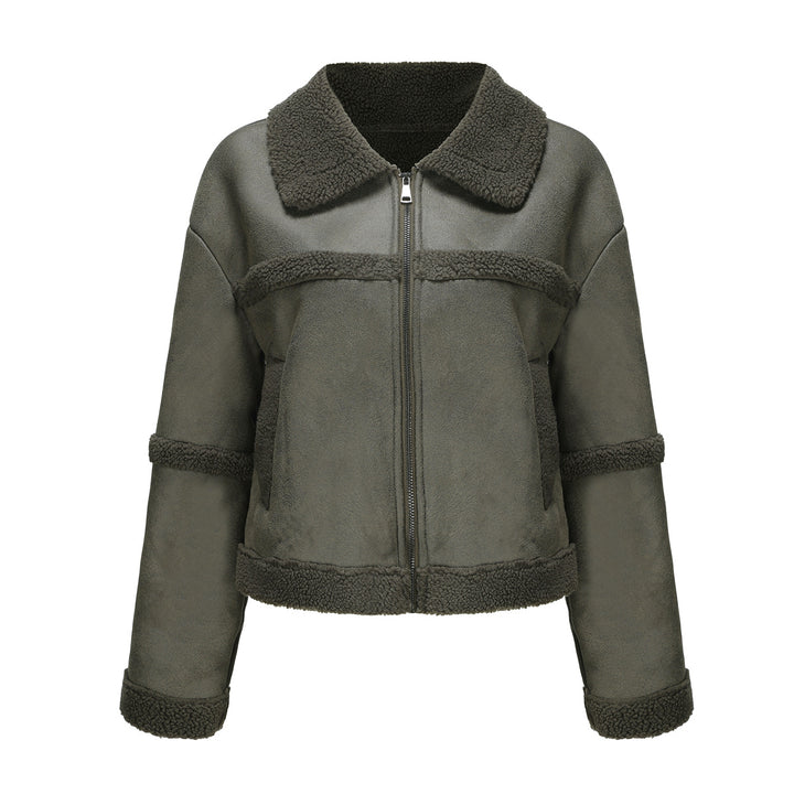 Damen nan kurze Teddyjacke im Aviator-Stil mit Reißverschluss Echo Archiv