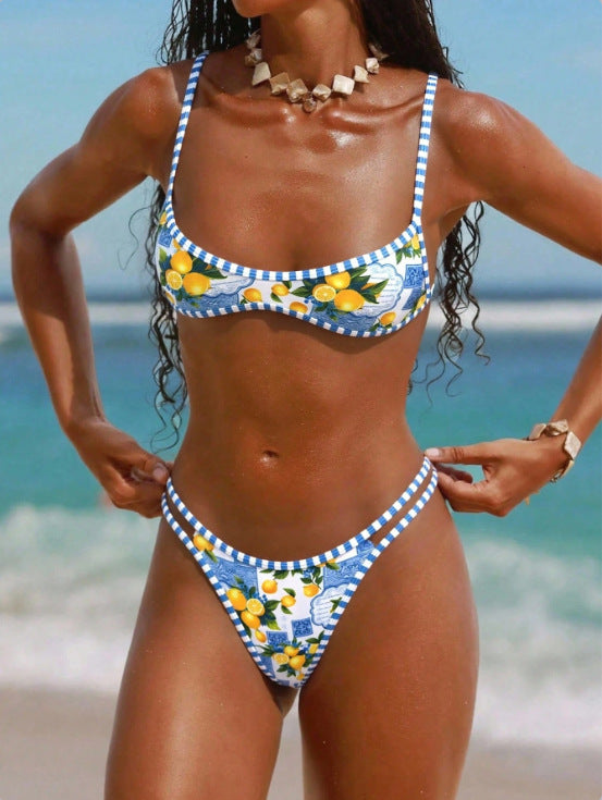 Damen Triangel-Bikini mit floralem Design und Bindedetails Echo Archiv