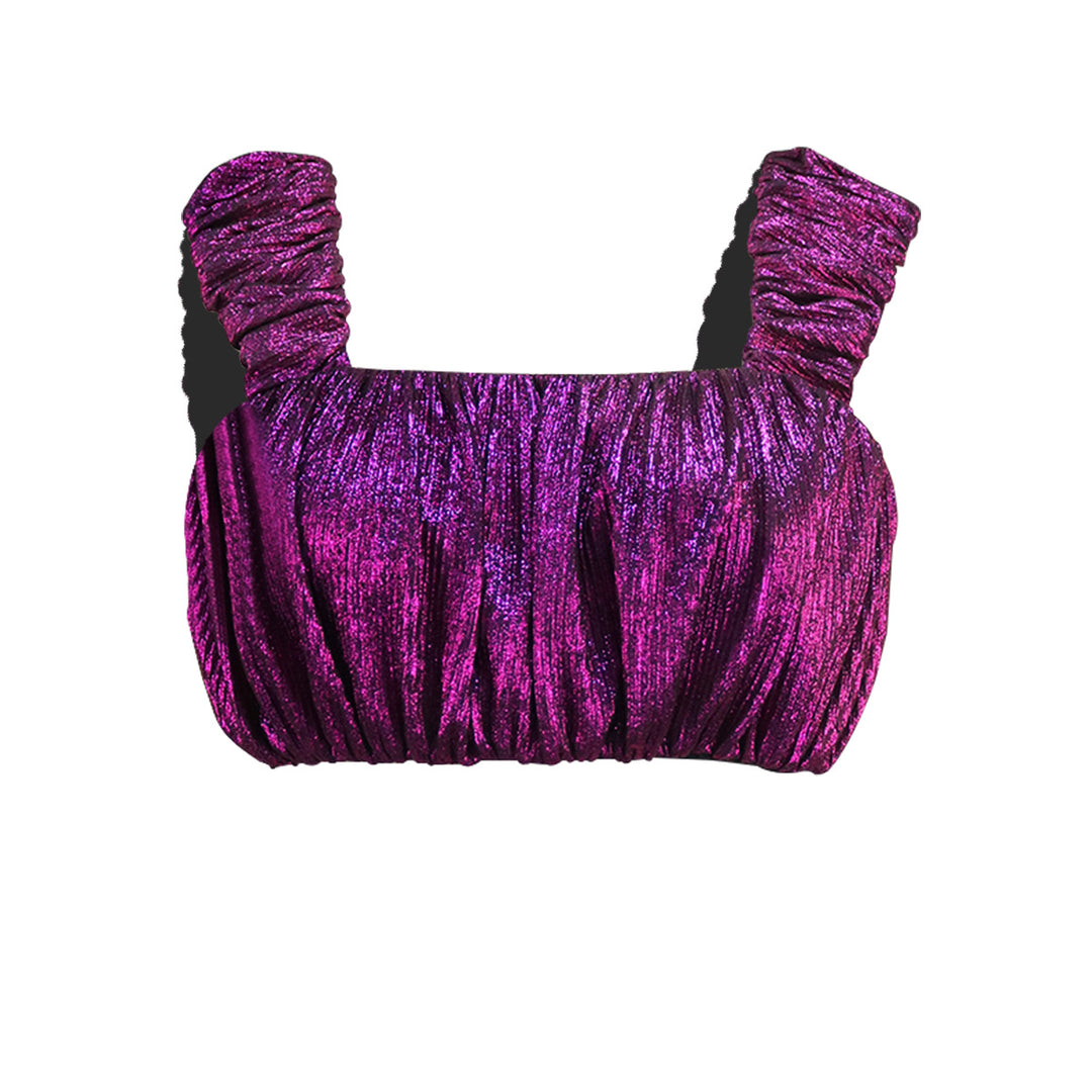 Damen Glamouröses Crop-Top mit plissierten Ärmeln Echo Archiv