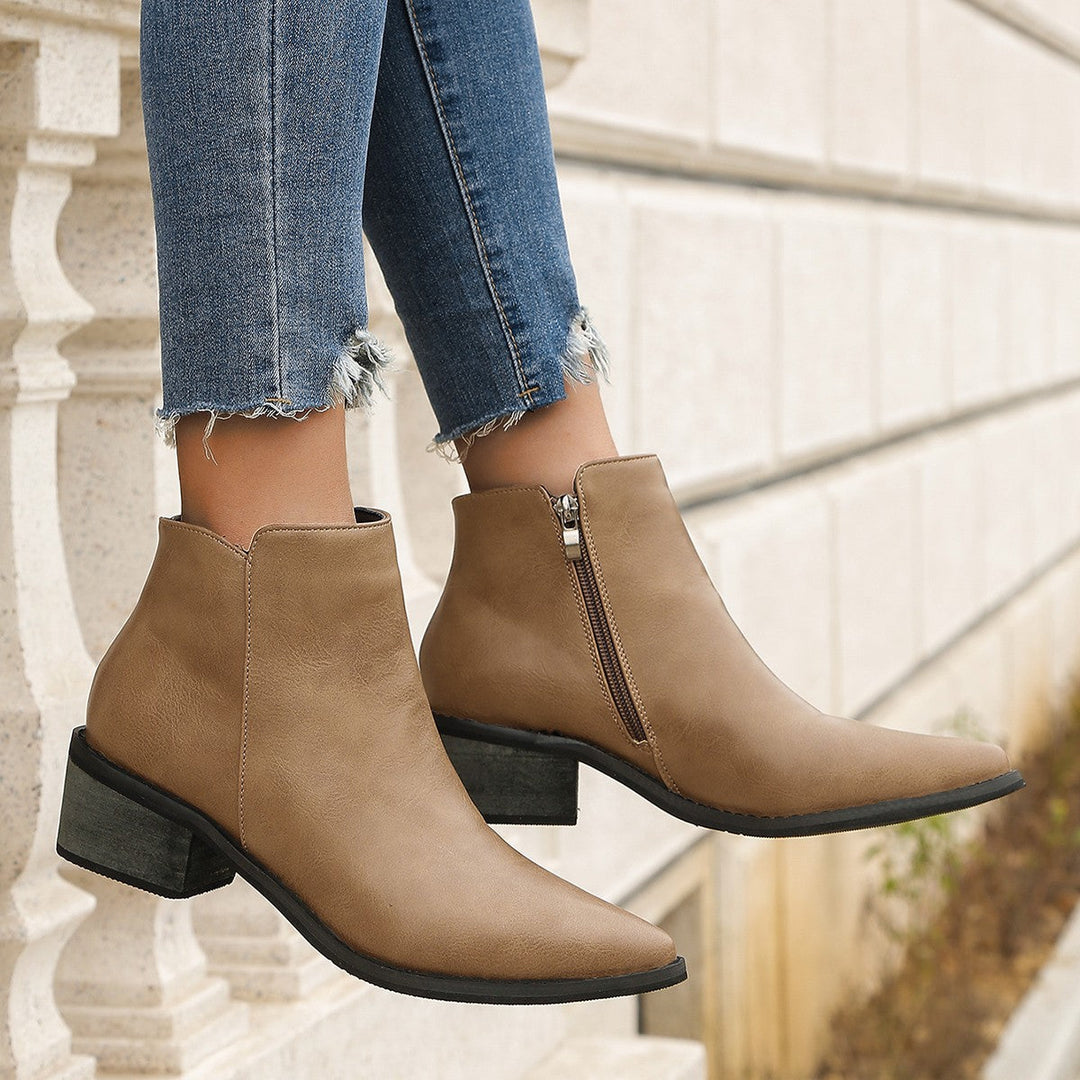 Damen elegante Ankle-Boots mit spitzem Fersenbereich und seitlichem Reißverschluss Echoarchiv