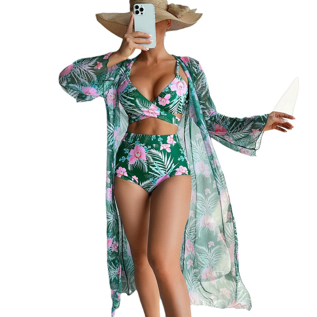 Damen Bikiniset mit floralem Kimono – Maréssa