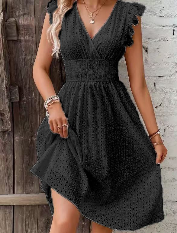 Damen Wickelkleid mit luftigen Rüschen und elastischem Bund Echo Archiv