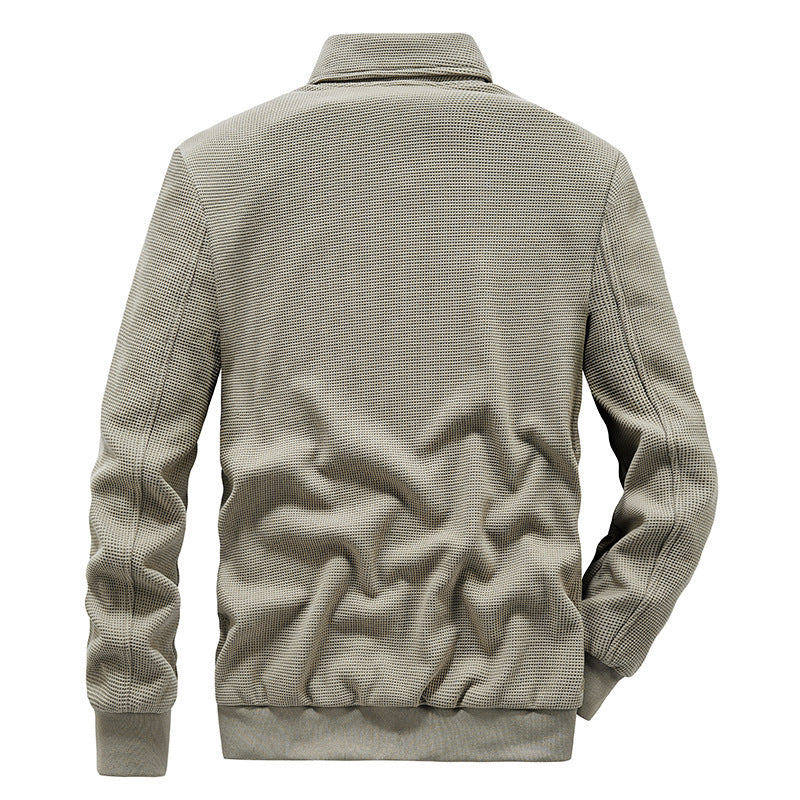 Herren Waffelstrick-Blouson mit Stehkragen, Reißverschluss und Brusttasche Echo Archiv