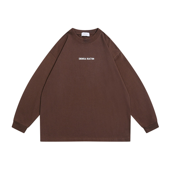 Unisex Oversize-Langarmshirt aus Baumwollmischung mit kleinem Brustprint und gerippten Bündchen Echoarchiv