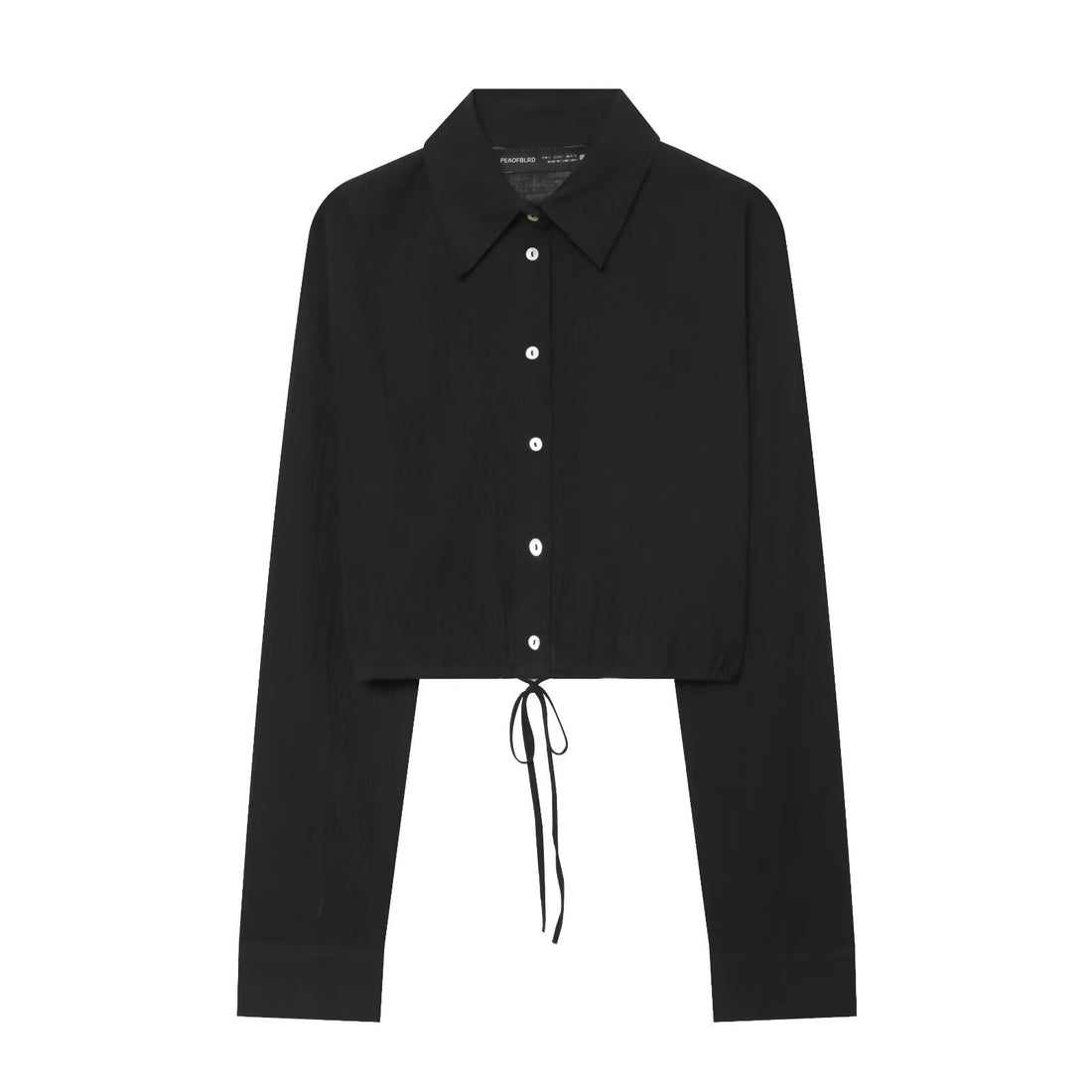 Damen Gepunktete Cropped-Bluse mit Kordelzug und Hemdkragen Echo Archiv