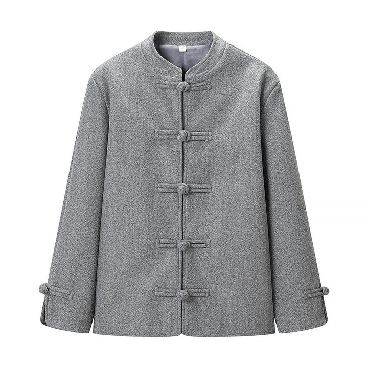 Damen Wolloptik-Kurzjacke mit Stehkragen und Knotenverschlüssen Echo Archiv