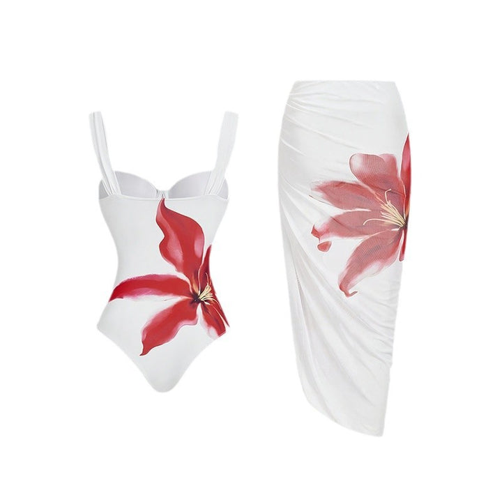 Damen Eleganter Wickel-Badeanzug mit floralem Design Echo Archiv