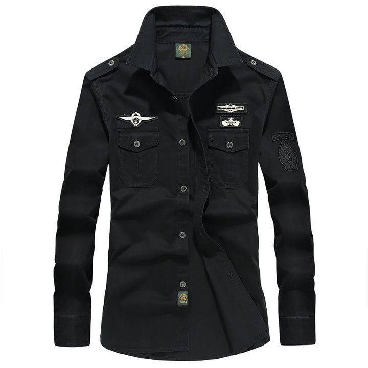 Herren nan Fieldshirt im Vintage-Militärstil mit aufgesetzten Brusttaschen und dekorativen Patches Echo Archiv