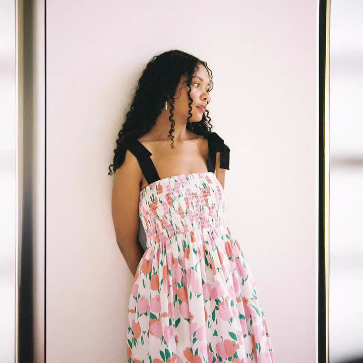Damen Maxikleid mit floralem Print und elastischem Oberteil Echo Archiv