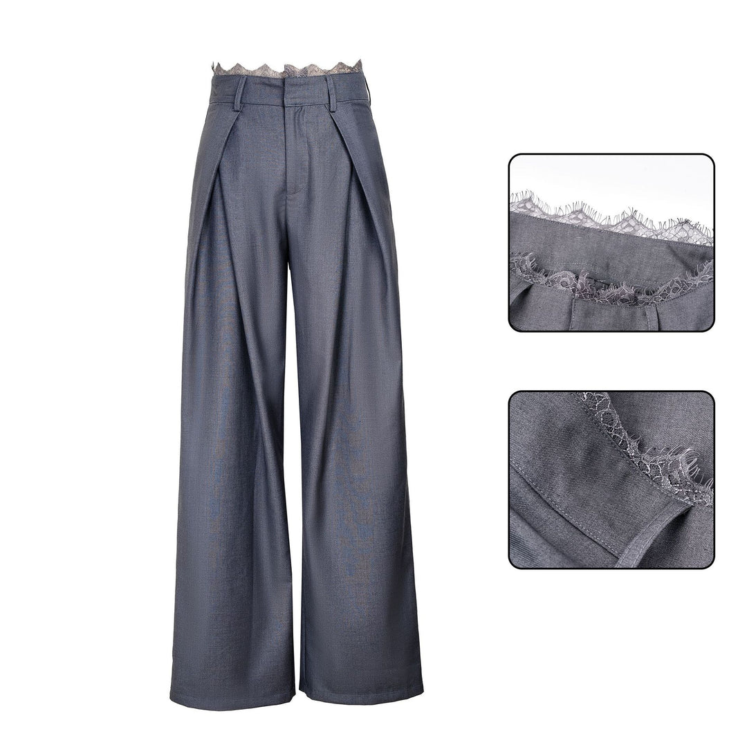 Damen Stylische High-Waist-Hose mit dekorativem Bund Echoarchiv