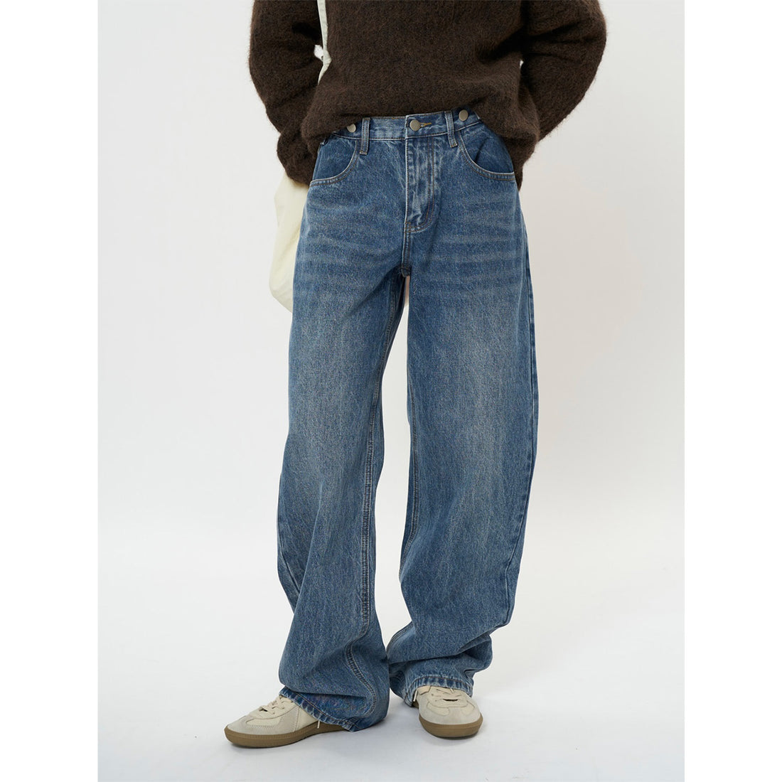 Damen Relaxte Vintage-Denim Baggy-Jeans mit hohem Bund und extra weitem Bein Echoarchiv
