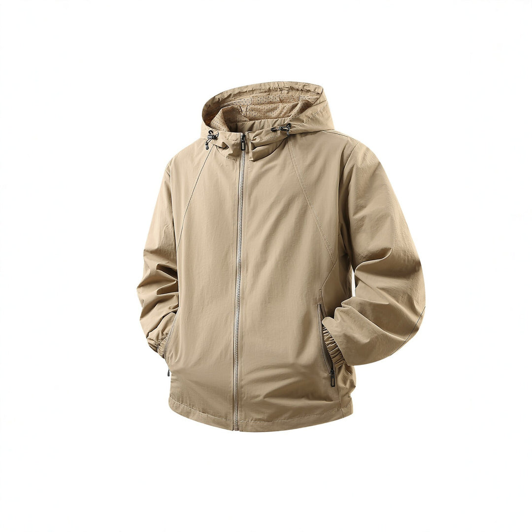 Herren Leichte atmungsaktive Kapuzen-Windjacke mit Mesh-Innenfutter und Reißverschlusstaschen Echo Archiv