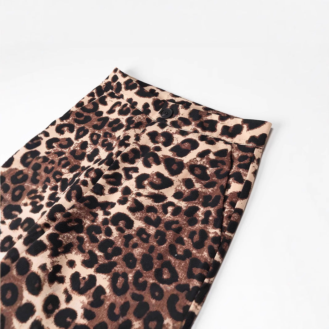 Damen Weite High‑Waist Palazzo‑Hose mit Leopardenmuster und fließendem Fall Echo Archiv