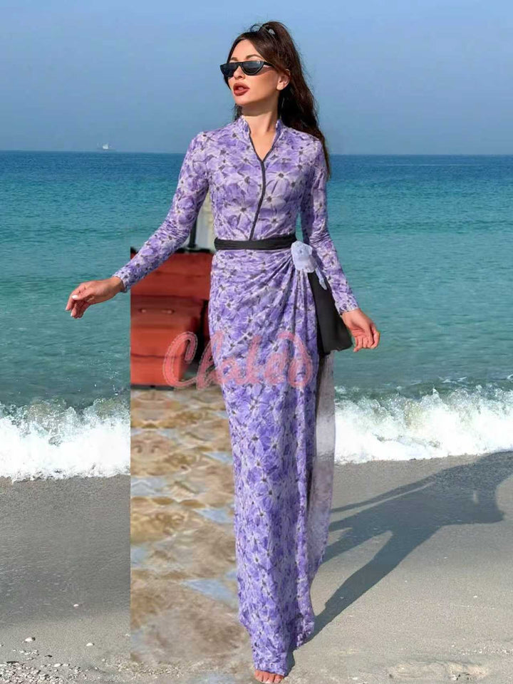 Damen elegantes Strandkleid mit floralem Muster Echo Archiv