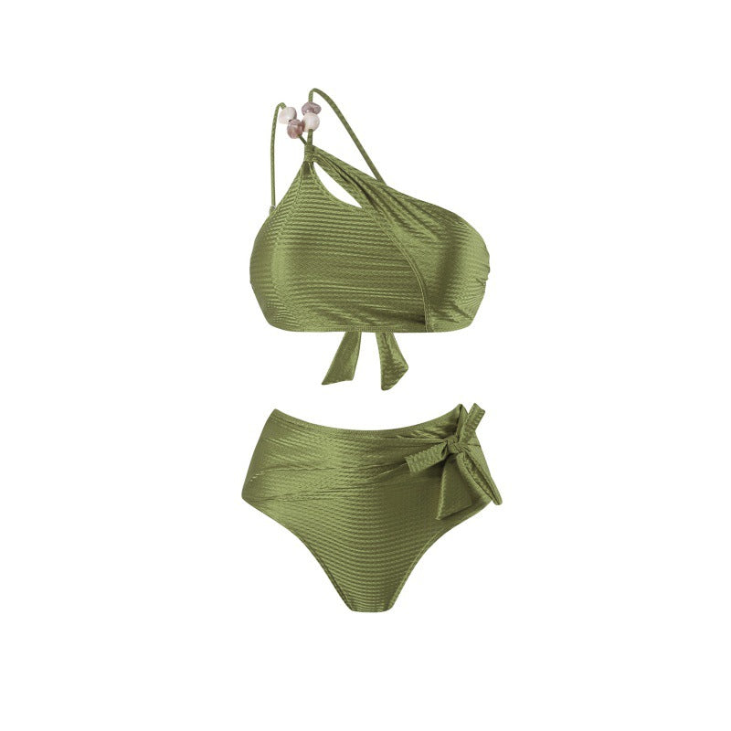 Damen Hochgeschnittener Bikini mit asymmetrischem Schnitt und raffiniertem Wickel-Design Echo Archiv