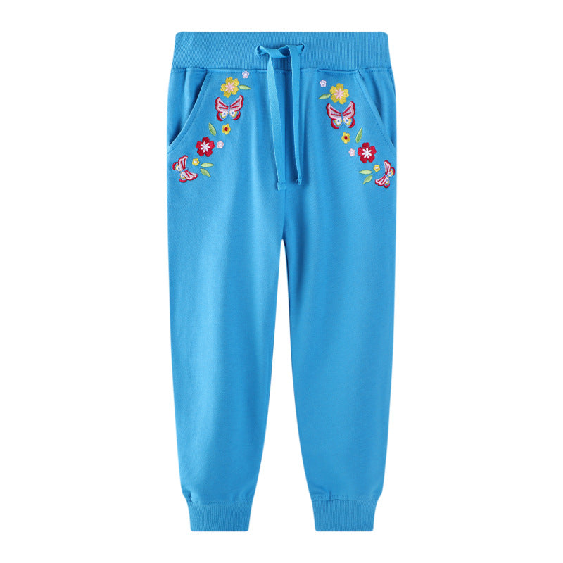 Mädchen Jogginghose mit bunten Blumen- und Schmetterlingsstickereien Echo Archiv