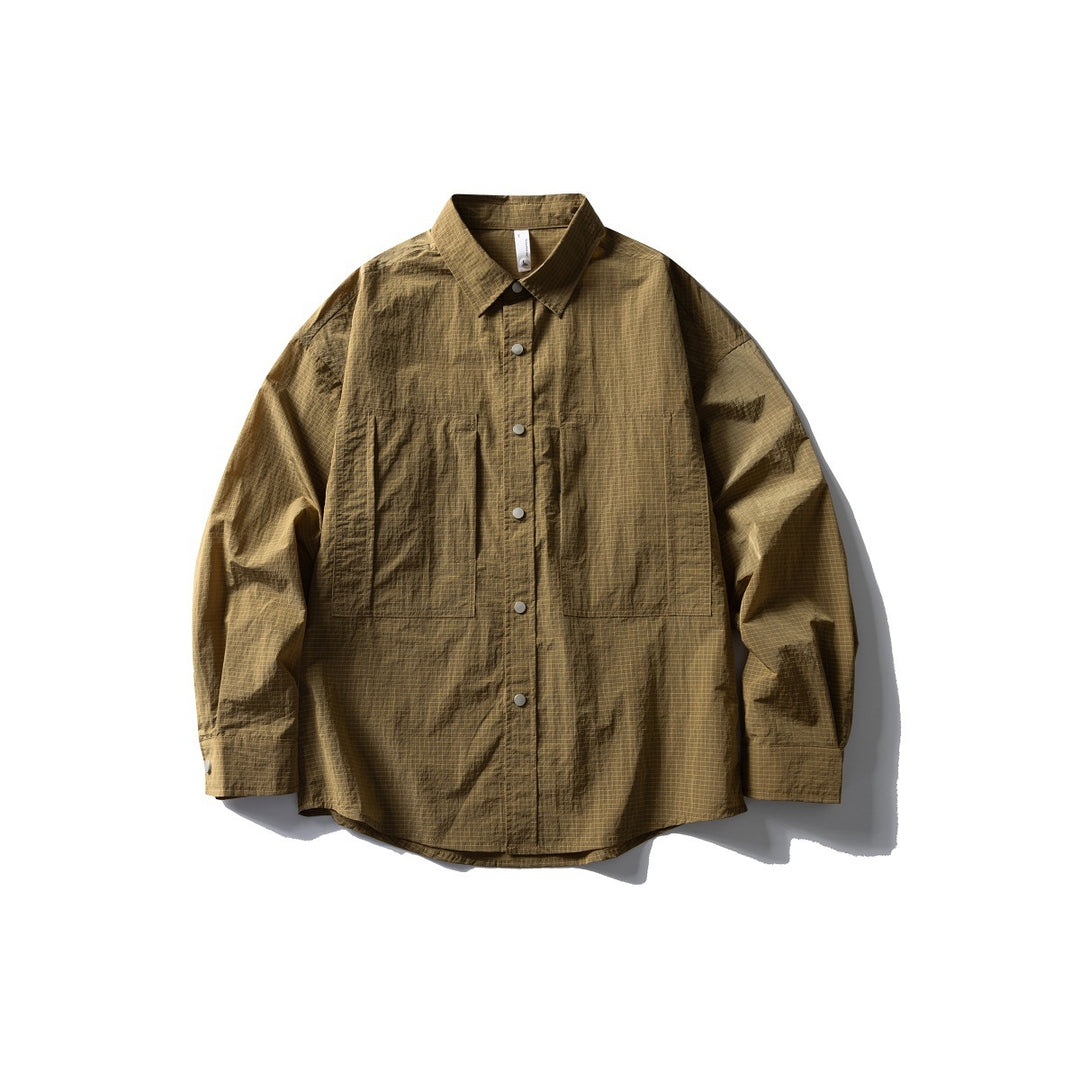 Herren Oversize Utility-Hemdjacke aus Ripstop mit Druckknopfblende und aufgesetzten Taschen Echoarchiv