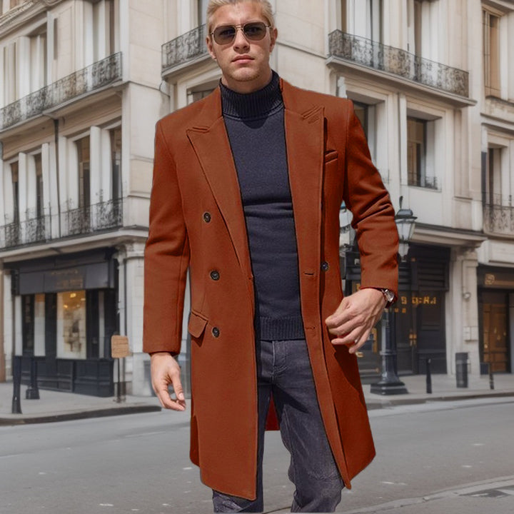 Herren eleganter Doppelknebel-Mantel mit stilvollem Schnitt und modischen Details Echoarchiv