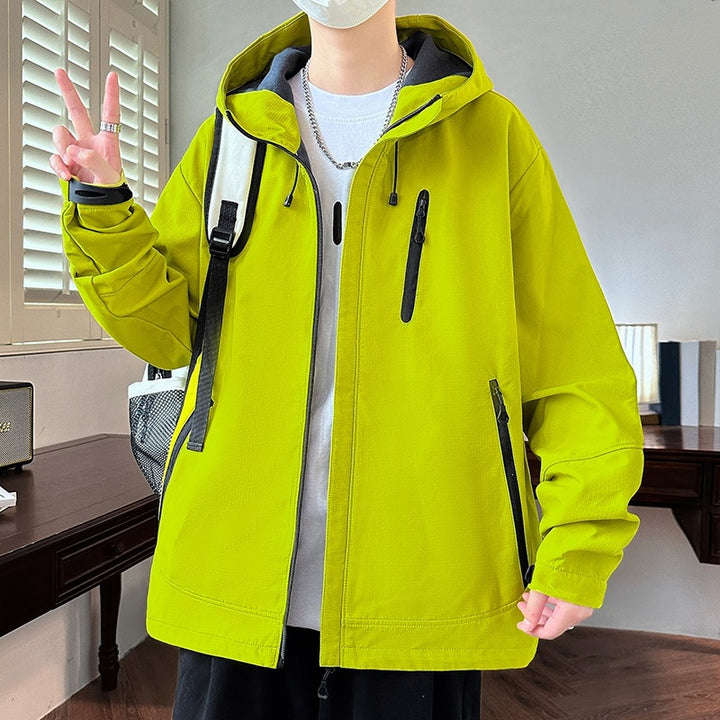 Herren Boxy-Kapuzen-Softshelljacke mit verdecktem Reißverschluss, Multifunktionalen Zipper-Taschen & Oversize-Schnitt Echoarchiv